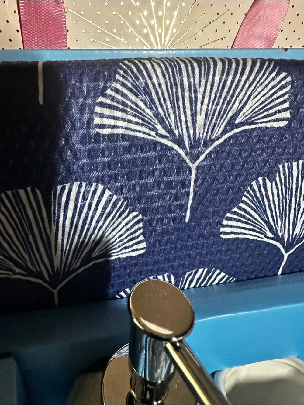 15PCS Draper James Navy & White Ceramic Bath Accessory Set/Floral Shower Towel